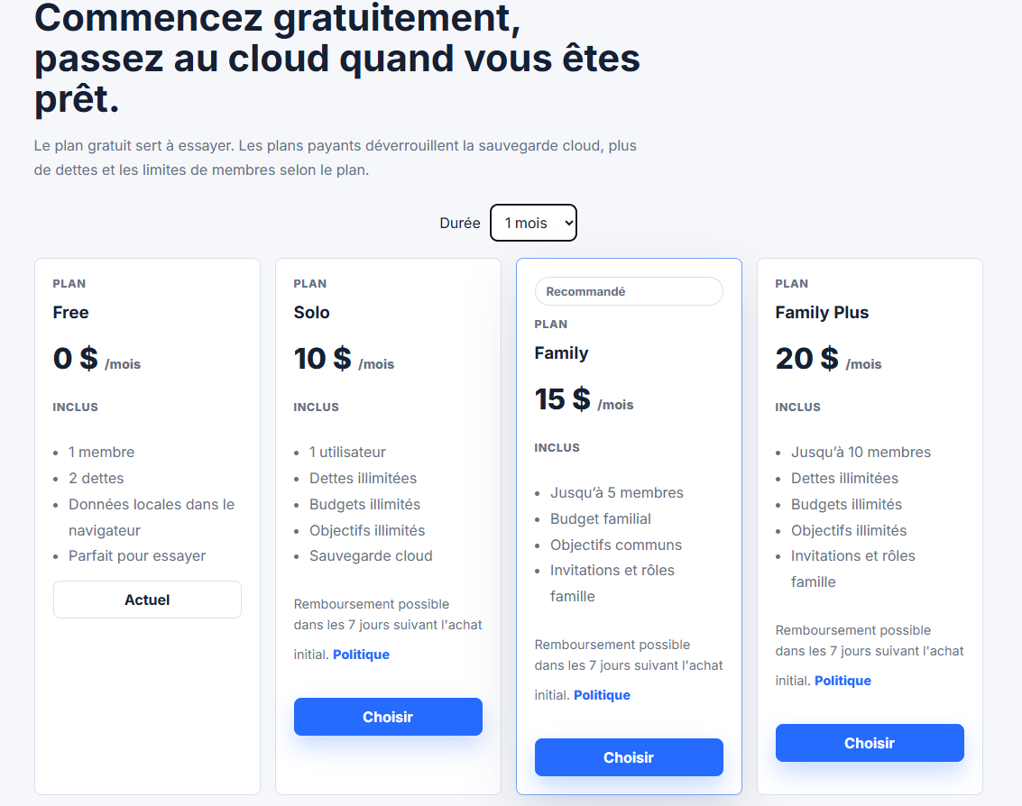 Vue 3 du projet Budgethub-Family